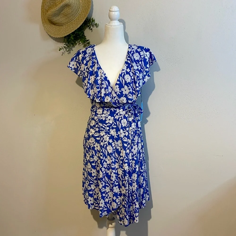 Draper James Blue and White Wrap Sundress - Picture 1 of 13